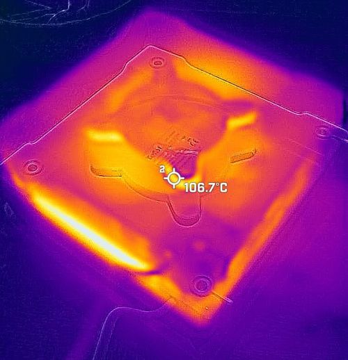 Image thermique du dessous du gaufrier montrant l’air chaud qui s’échappe