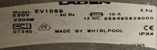 Étiquette technique de la Laden EV 1089