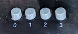 Photo montrant les 4 boutons permettant de selectionner la vitesse 0, 1, 2 ou 3